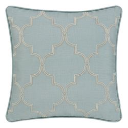 Tranquility Embroidered Quatrefoil Pillow Aqua 18 Square
