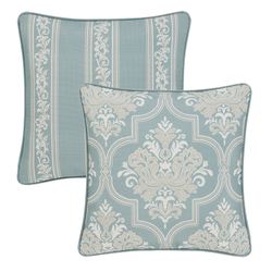Tranquility Reversible Damask Pillow Aqua 20 Square