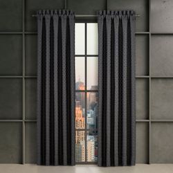 Alaro II Wide Tailored Curtain Pair Slate Blue