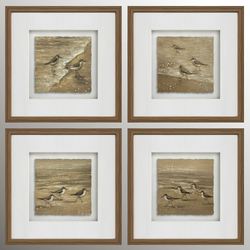 Sandpiper Scuttle Wall Art Brown Set of Four