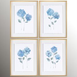 Lynnswood Hydrangea Wall Art Blue Set of Four