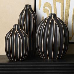 Evans Vases Black Set of Three
