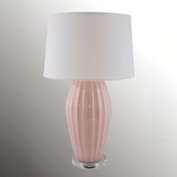 Giavanna Ribbed Table Lamp With Clear Acrylic Base
