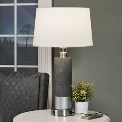 Jaxtyn Table Lamp With Nightlight and USB Base Gray