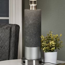 Jaxtyn Table Lamp With Nightlight and USB Base Gray