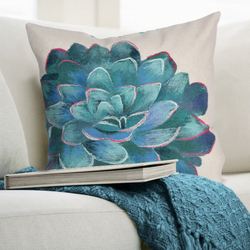 Garden Succulent Decorative Pillow 20 Square