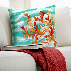 Coral Wave Decorative Pillow Turquoise 20 Square