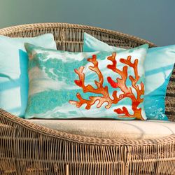 Coral Wave Rectangle Decorative Pillow Turquoise