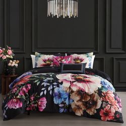 Black Night Poppies Comforter Bed Set
