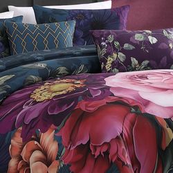 Vibrant Flora Comforter Bed Set Blue