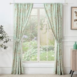 Butterfly Paradise Tailored Curtain Pair Mint 84 x 84