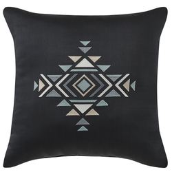 Parallel Embroidered Geometric Pillow Black 18 Square