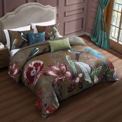Birds Delight Comforter Bed Set Brown