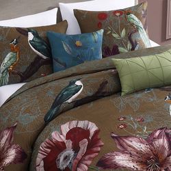 Birds Delight Comforter Bed Set Brown