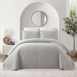 Solid Stitch Bedspread Set Gray