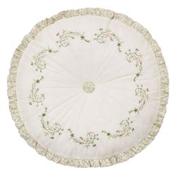 Hallie Embroidered Tufted Pillow Green Round