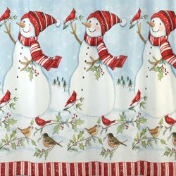 Holiday Cheer Snowman Shower Curtain Light Blue 72 x 72
