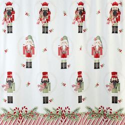 Peppermint Nutcracker Shower Curtain Red/Green 72 x 72