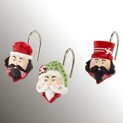 Peppermint Nutcracker Shower Hooks Red/Green 12 Piece Set