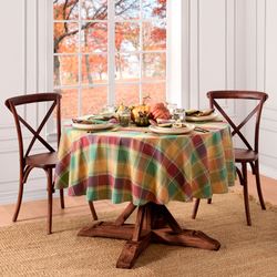 Harvest Plaid Round Tablecloth Multi Warm 70 Diameter