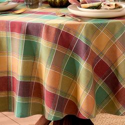 Harvest Plaid Oval Tablecloth Multi Warm 60 x 84