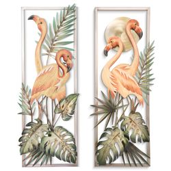 Flamingos in the Tropic 1 Wall Art Pink