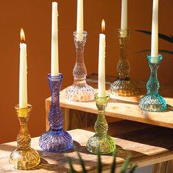 Coen Taper Candleholders Multi Jewel Set of Six
