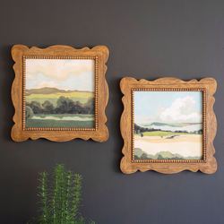 Landscape Framed Canvas Wall Art Green Set of Two