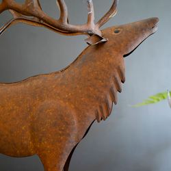 Rustic Metal Elk Sculpture Brown