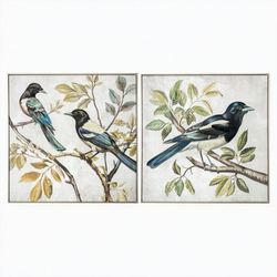 Birdsong 1 Framed Canvas Wall Art Blue
