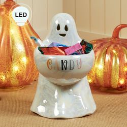 Ghost LED Halloween Candy Bowl White