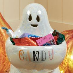 Ghost LED Halloween Candy Bowl White