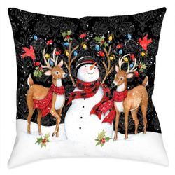 Modern Day Christmas Decorative Pillow Black 18 Square