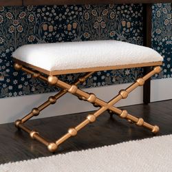 Ash Campaign Stool Ivory/Gold