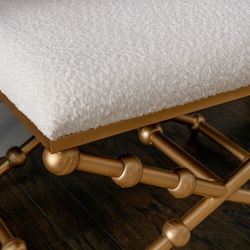 Ash Campaign Stool Ivory/Gold