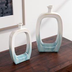 Makara Small Decorative Vase White/Aqua