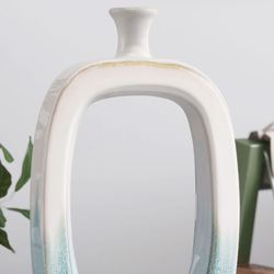 Makara Small Decorative Vase White/Aqua