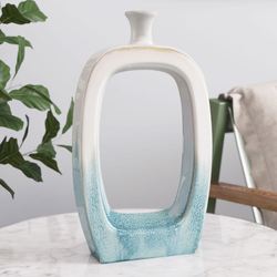 Makara Large Decorative Vase White/Aqua