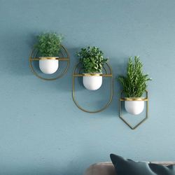Brooklyn Wall Planters Gold/Ivory Set of Three