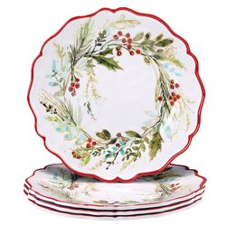 Christmas Gatherings Melamine Dinner Plates Red/Green Set of Four