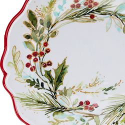 Christmas Gatherings Melamine Dinner Plates Red/Green Set of Four