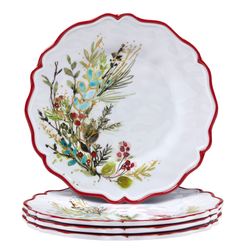 Christmas Gatherings Melamine Dessert Plates Red/Green Set of Four