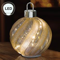 Silver Swirl Spinning LED Ornament Table Accent