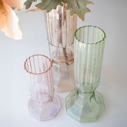Fluted Glass Vases Multi Pastel Set of Three
