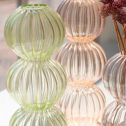 Fluted Glass Orb Vases Multi Pastel Set of Three