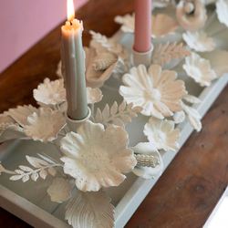 Floral Taper Candelabra White