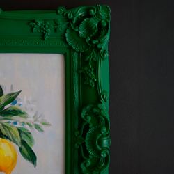 Reya Framed Lemon Wall Art Green