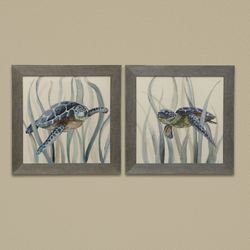 Turtle in Seagrass 1 Framed Wall Art Multi Cool