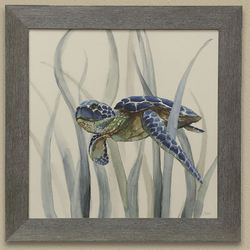 Turtle in Seagrass 2 Framed Wall Art Multi Cool