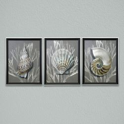 Shell 1 Framed Wall Art Gray
